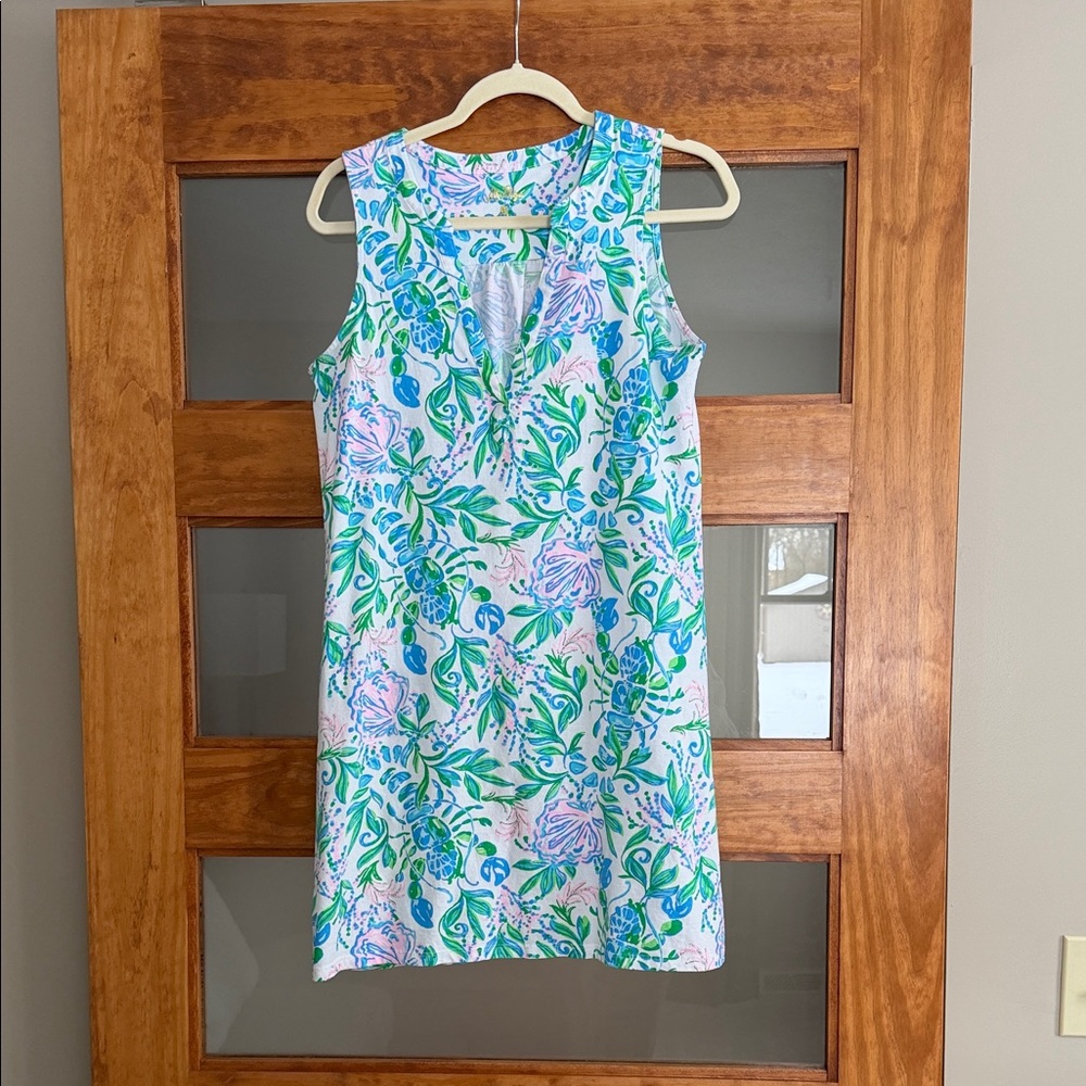 Lilly Pulitzer Blue and Green Floral Mini Dress